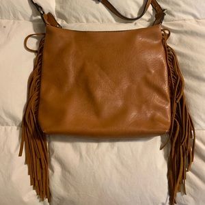 Leather purse with fringe